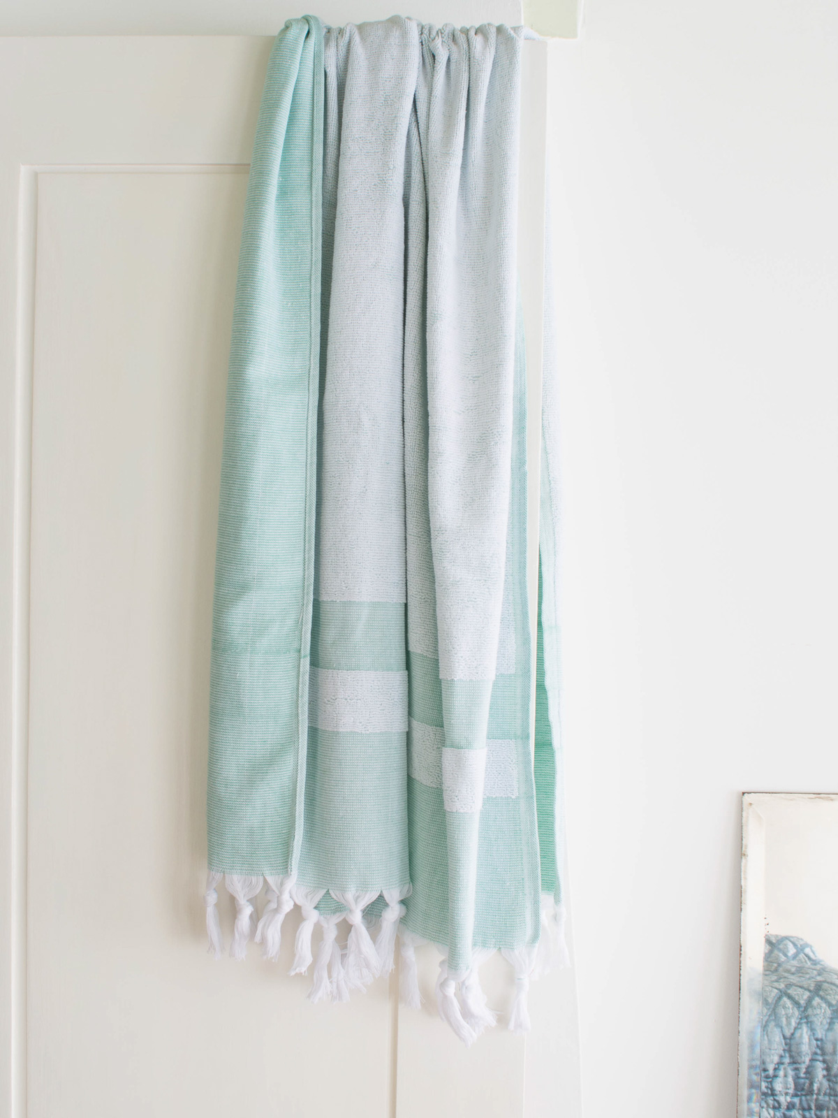 hammam towel with terry cloth, jade